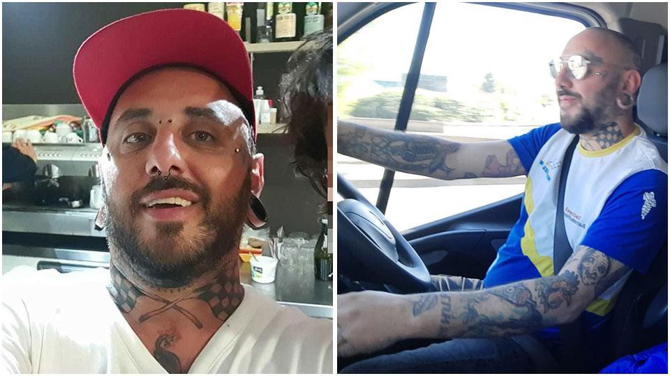 Due foto di Francesco Biondi, a destra è immortalato al ritorno nel viaggio durante una trasferta di lavoro