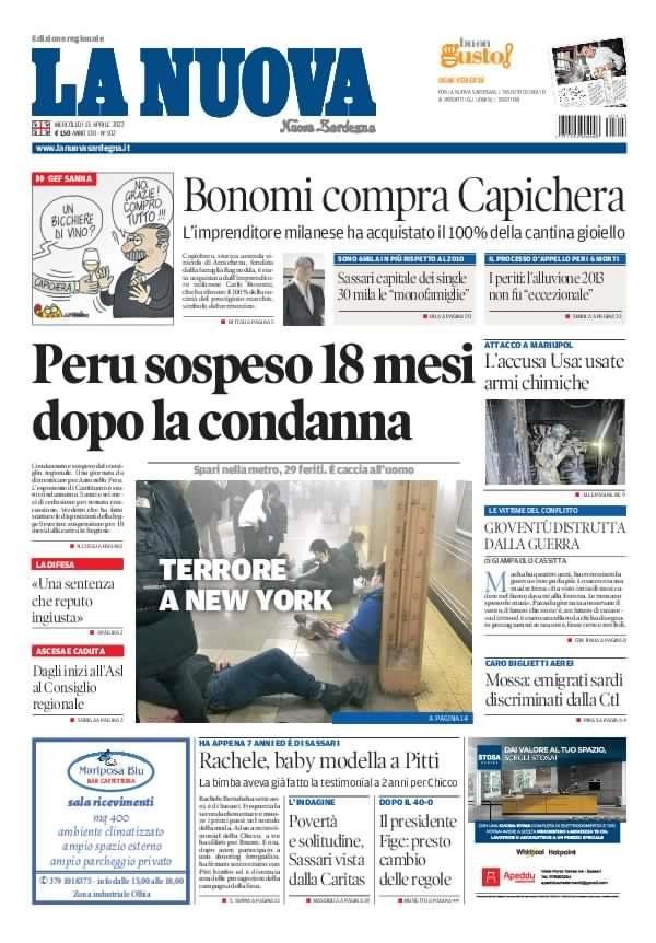 La Nuova Sardegna - Prima Pagina - 13 aprile 2022 