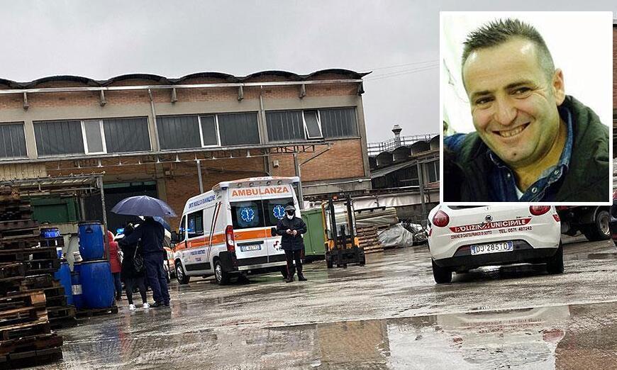 L’azienda in cui avvenne l’infortunio mortale e, nel riquadro, la vittima Salvatore Vetere