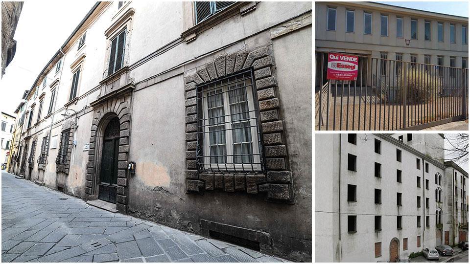 Palazzo Volpi, proprietà della diocesi, l’immobile di viale Giusti e l’ex cartiera Pasquini in via Buiamonti