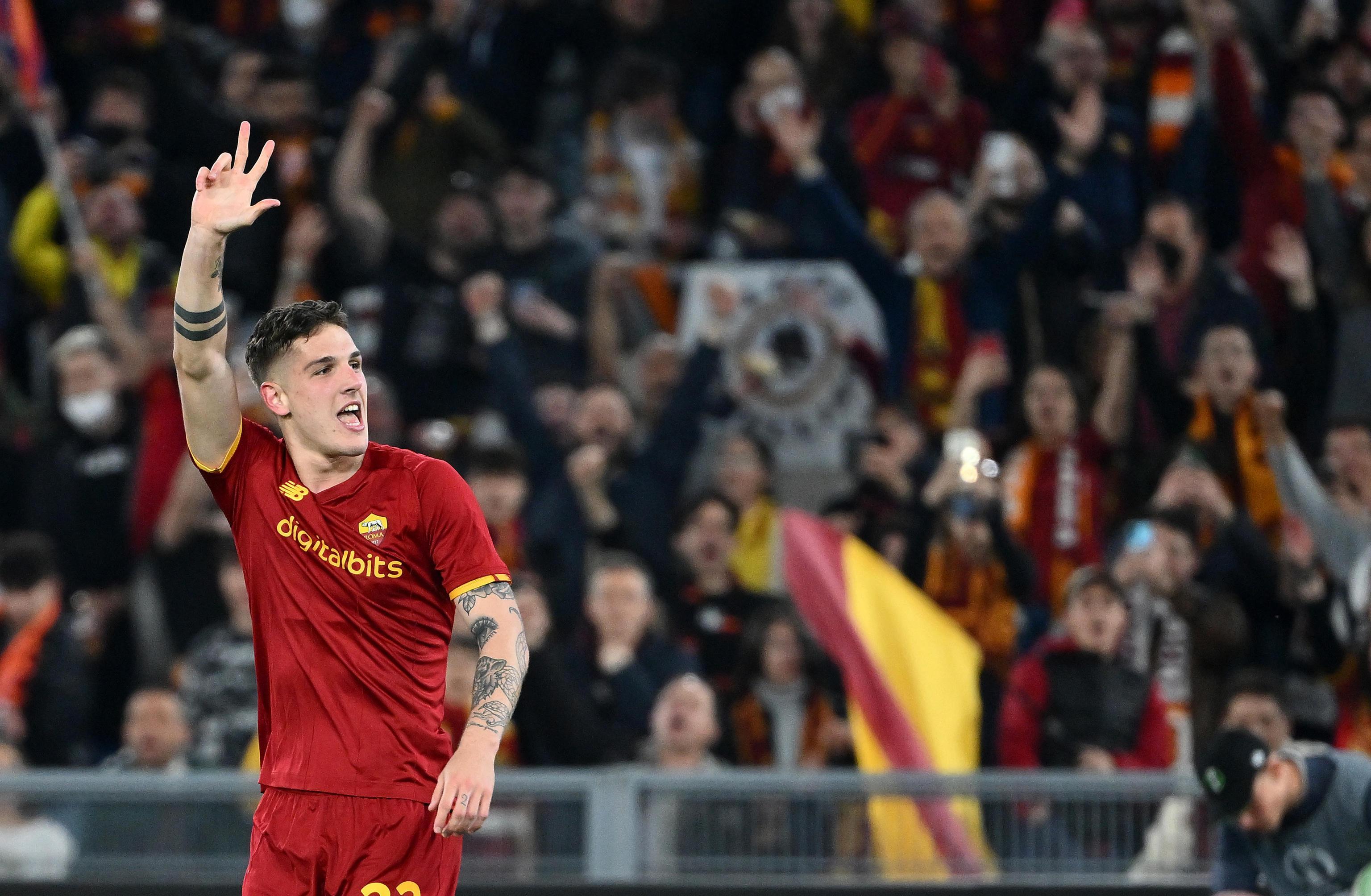 Zaniolo trascina la Roma in semifinale di Conference league: sua la tripletta che annienta il Bodo (Foto Ansa/Ettore Ferrari)