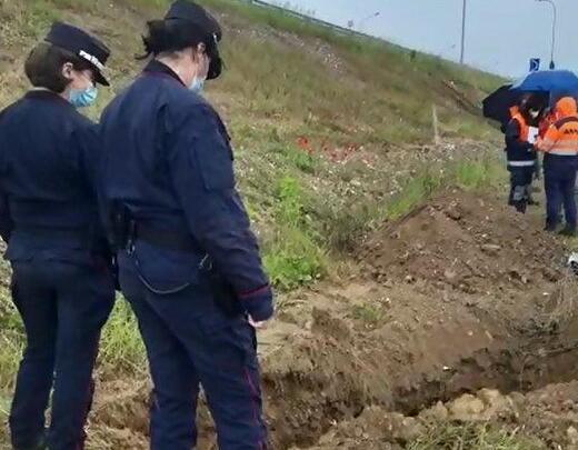 Uno degli scavi avviati per la ricerca del Keu nei riempimenti dei terreni
