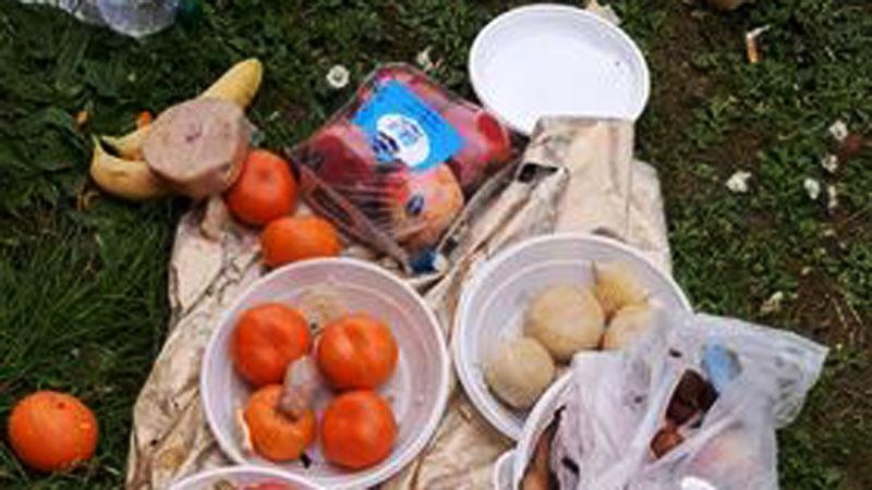 La foto “incriminata” dei resti di cibo al cimitero di Galciana