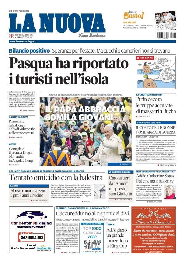La Nuova Sardegna - Prima Pagina - 19 aprile 2022