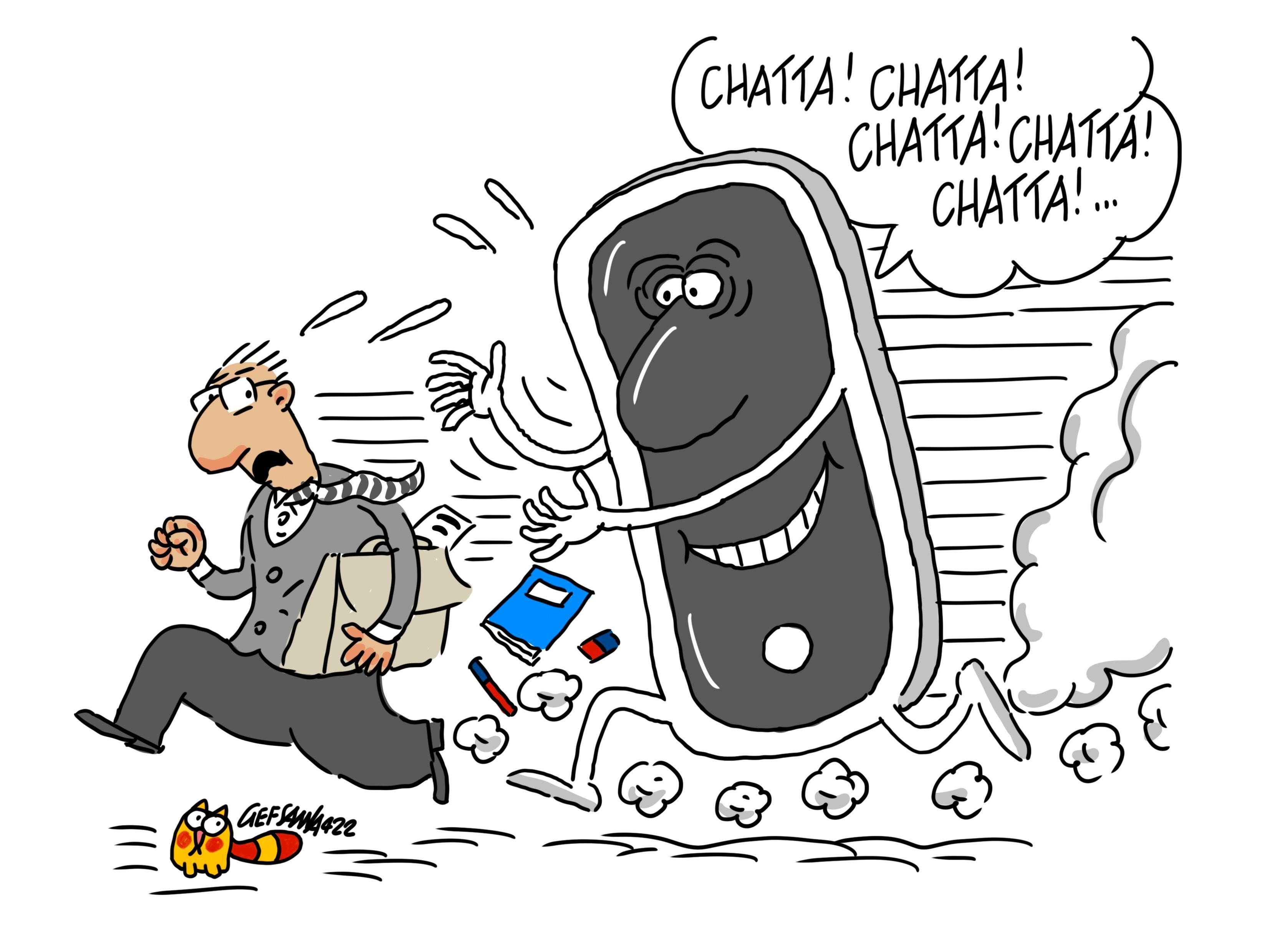 La vignetta di Gef: docenti sommersi di sms degli alunni, ora stop alle chat