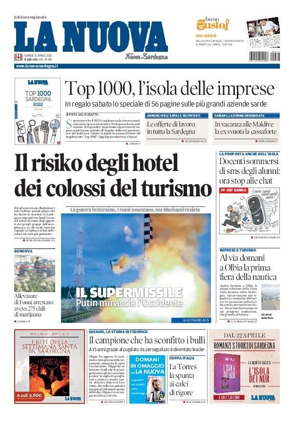 La Nuova Sardegna - Prima Pagina - 21 aprile 2022