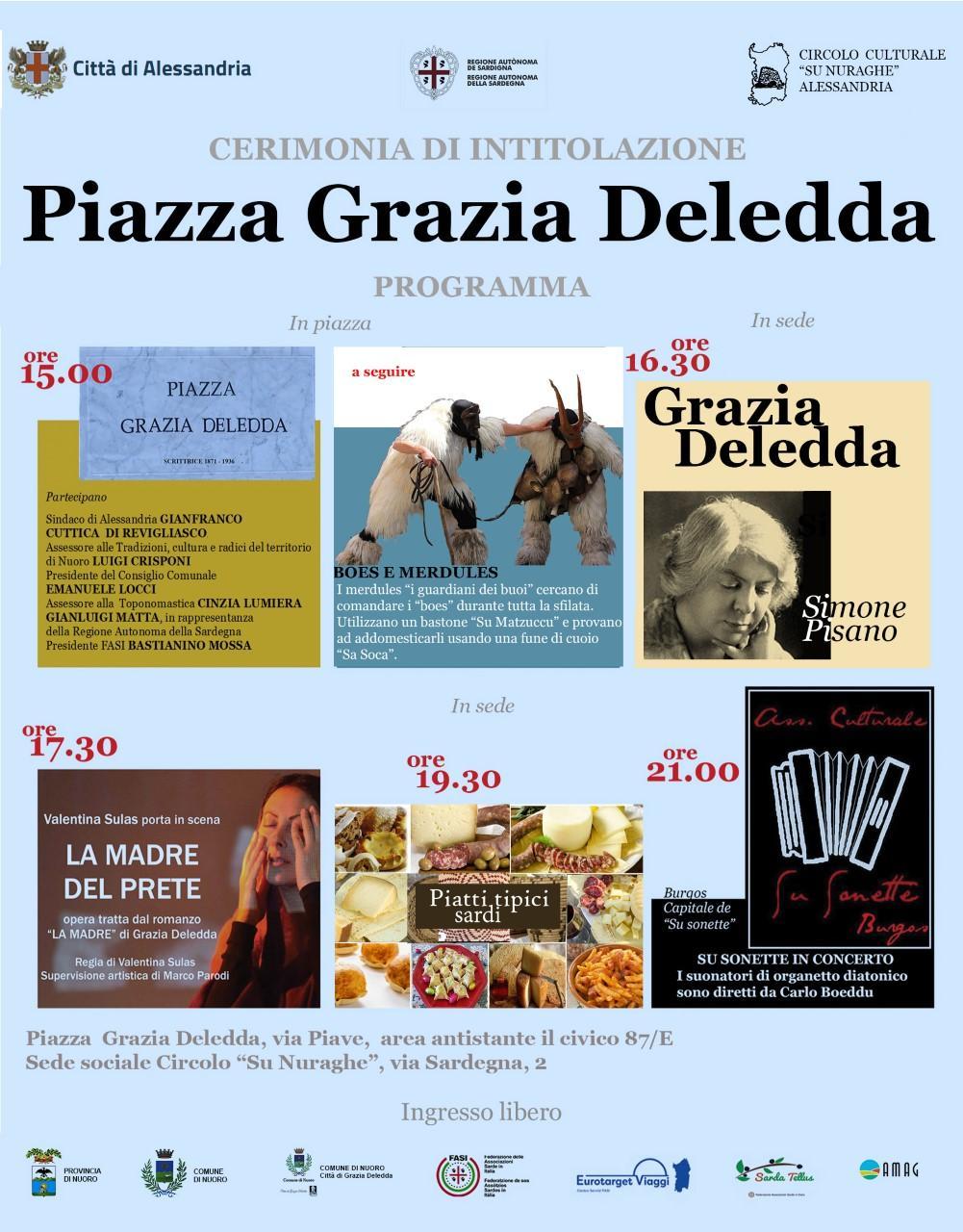 La locandina che annuncia il programma dell'intitolazione della piazza