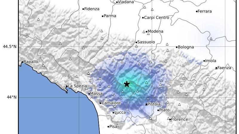 L'epicentro del terremoto nel Pistoiese
