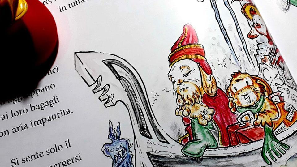 Una delle illustrazioni di David Ceccarelli che compaiono sul libro “Rab e il duca di Molfork”
