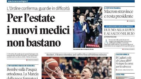 La Nuova Sardegna - Prima Pagina - 25 aprile 2022
