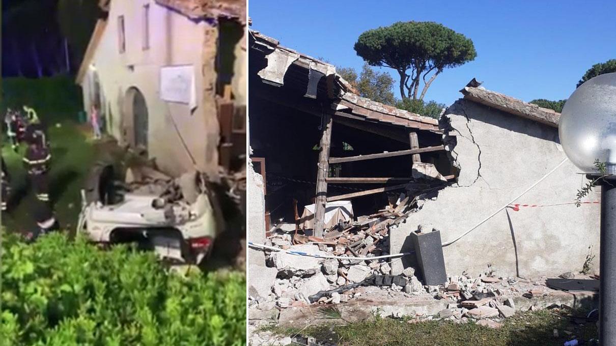Argentario, auto sbanda e sfonda la parete del ristorante. Crollato anche il tetto - Video