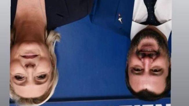 Consigliere Pd Marche posta Salvini e Le Pen a testa in giù