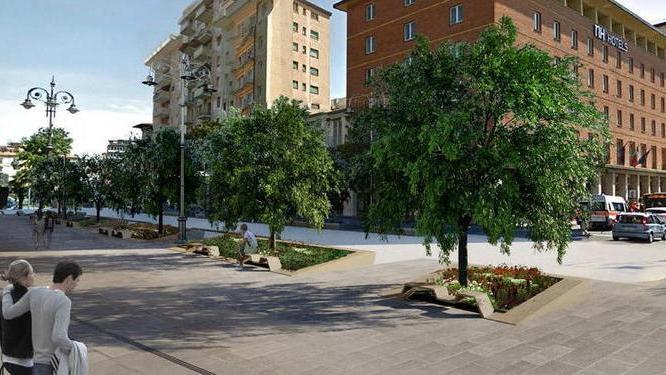 Una simulazione grafica di viale Gramsci pedonalizzato