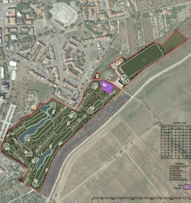 L’elaborato grafico del Comune per il campo da golf