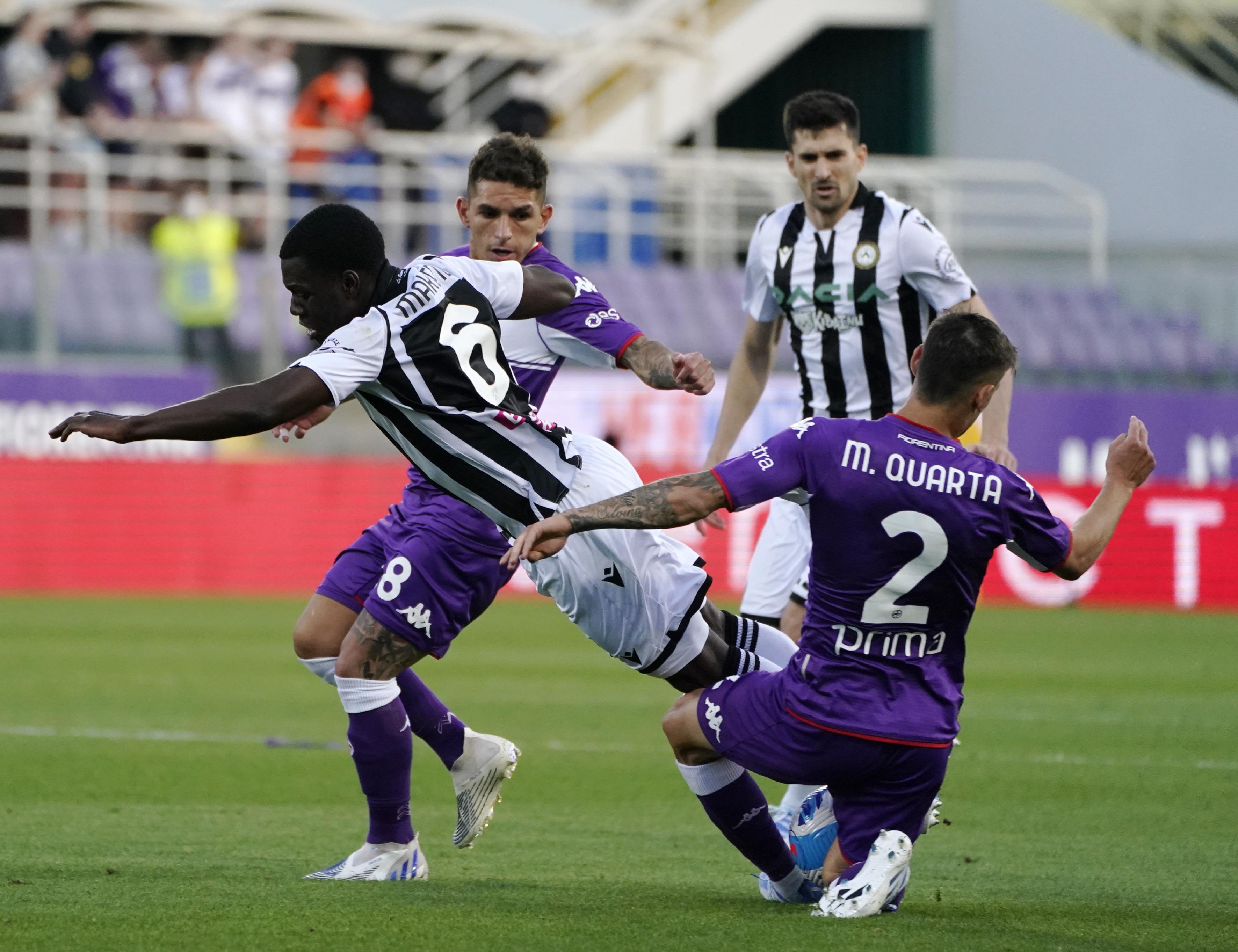L'Udinese batte 4-0 la Fiorentina nel recupero della ventesima giornata del campionato di Serie A (Foto Marco Bucco/LaPresse)