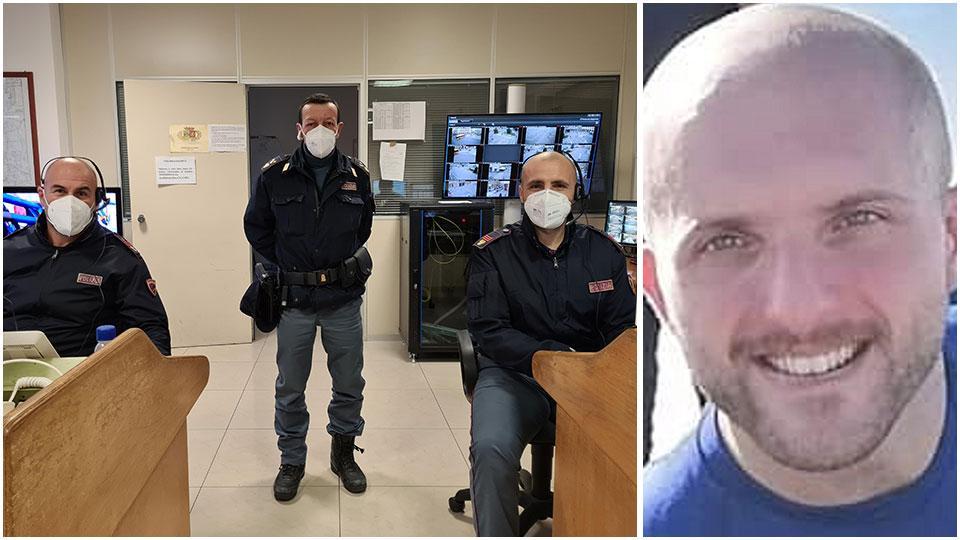 tre poliziotti al lavoro nella sala operativa dell’ufficio prevenzione generale e soccorso pubblico della questura, in viale Boccaccio e Alessio Melita, ora in carcere