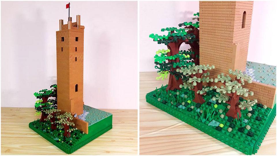 Visione integrale e dettagli della Rocca di Federico II fatta coi mattoncini della Lego