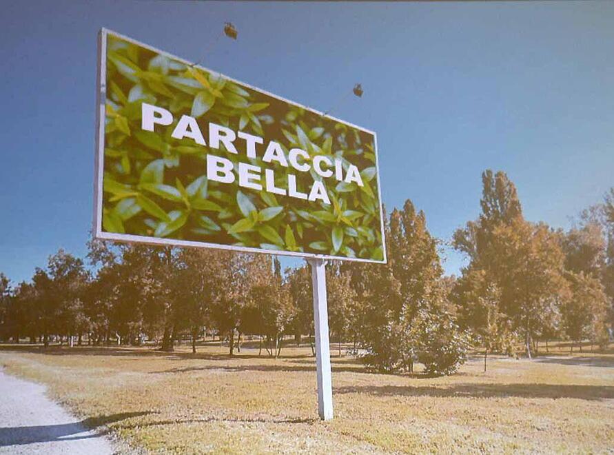 Simulazione al computer di una possibile cartellonistica di benvenuto alla Partaccia