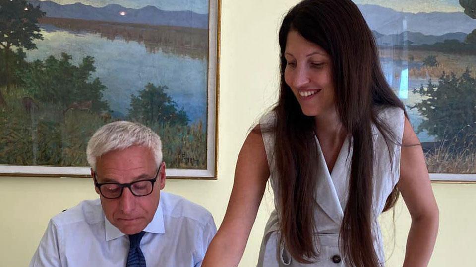 Il sindaco Giorgio Del Ghingaro con la neo assessora Sara Grilli