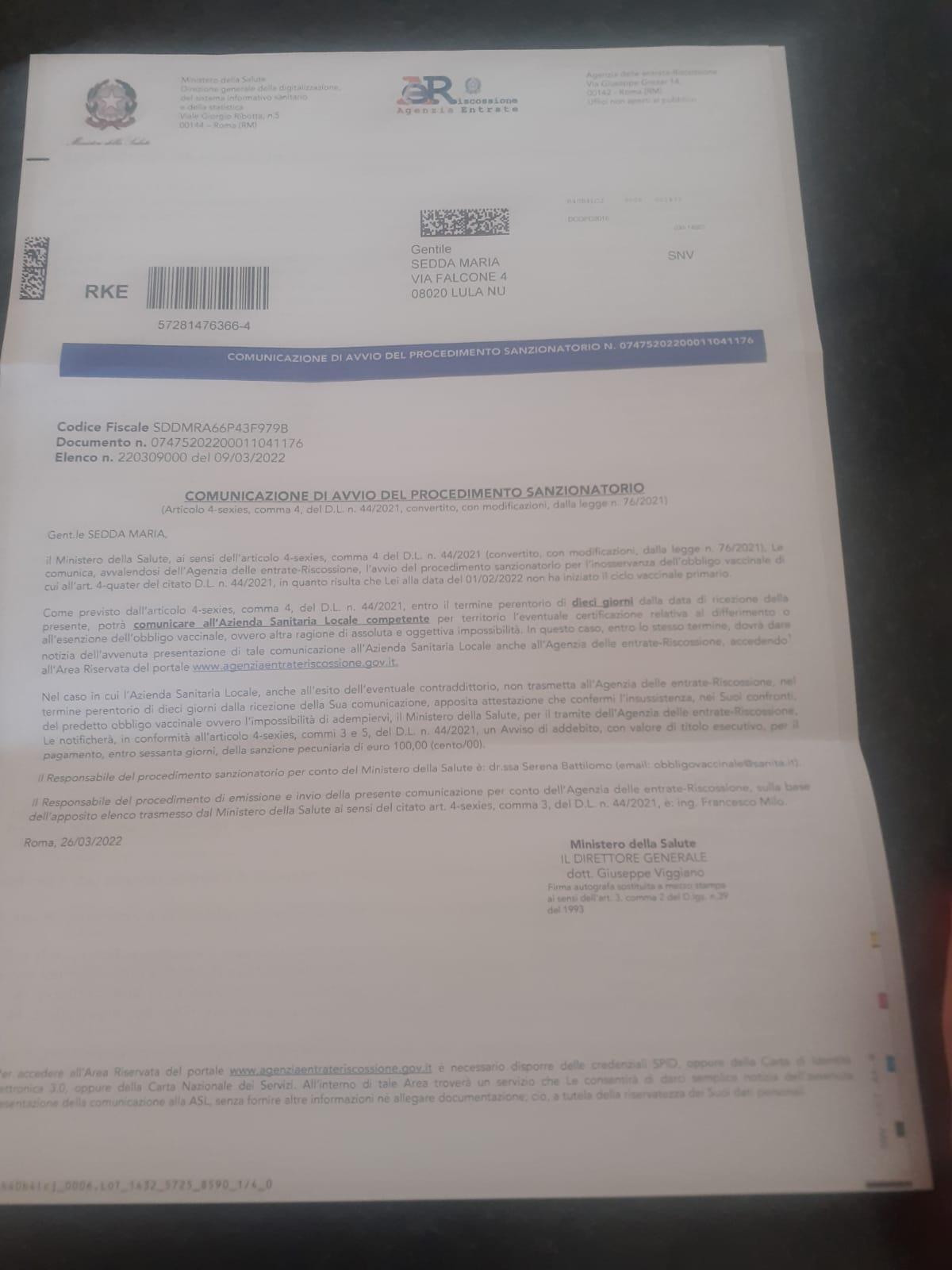 Covid: sanzionata perché no vax, ma è morta da vent'anni 