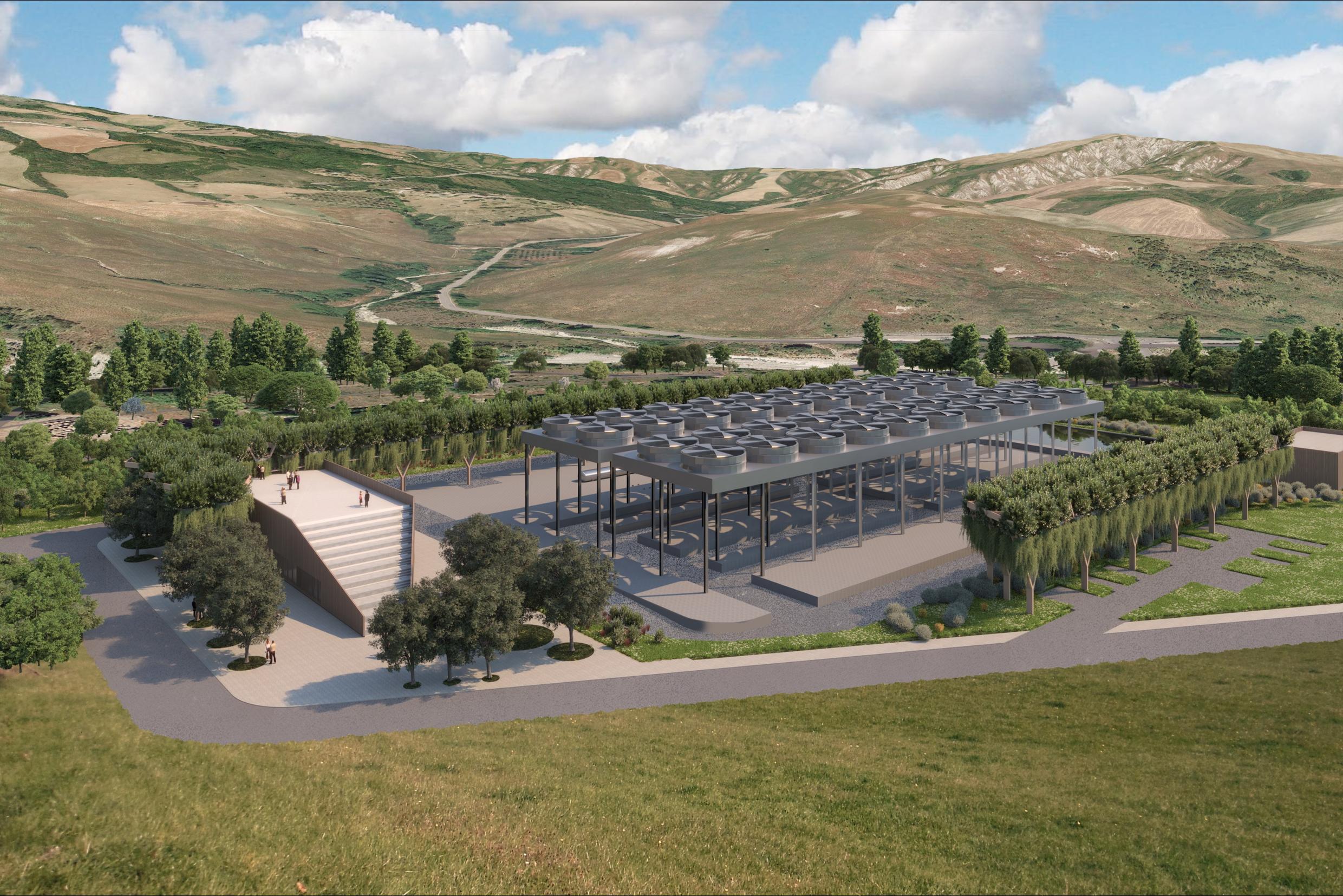 Un fotomontaggio dell'aspetto che dovrebbe avere la centrale progettata da Sorgenia in Val di Paglia, nel comune di Abbadia San Salvatore