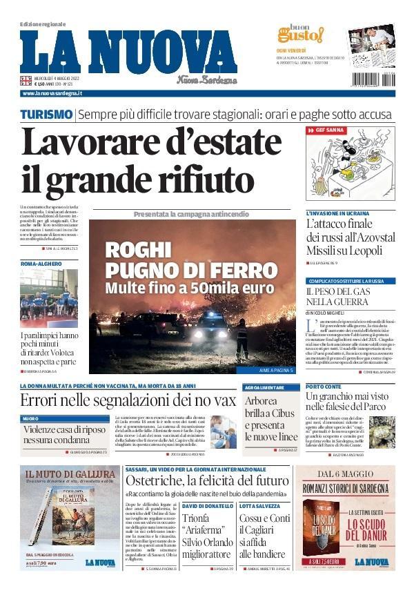 La Nuova Sardegna - Prima Pagina - 4 maggio 2022