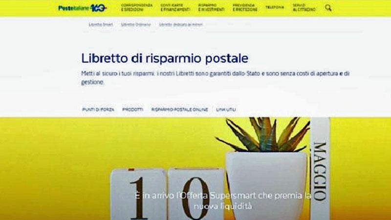 La pubblicità dei libretti di rispamio postali