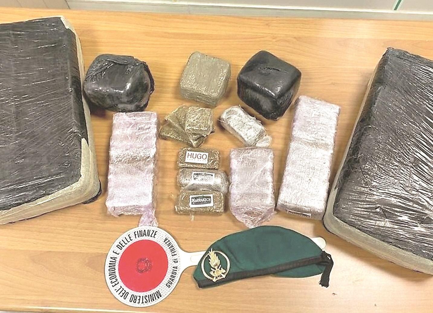Il carico di hashish sequestrato dai finanzieri all’uomo di Castelfiorentino arrestato