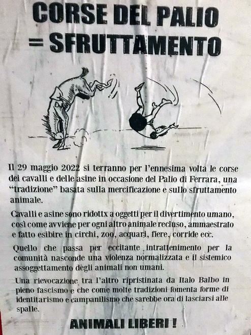 Ferrara. La polizia ferma cinque animalisti: avevano volantino contro il Palio