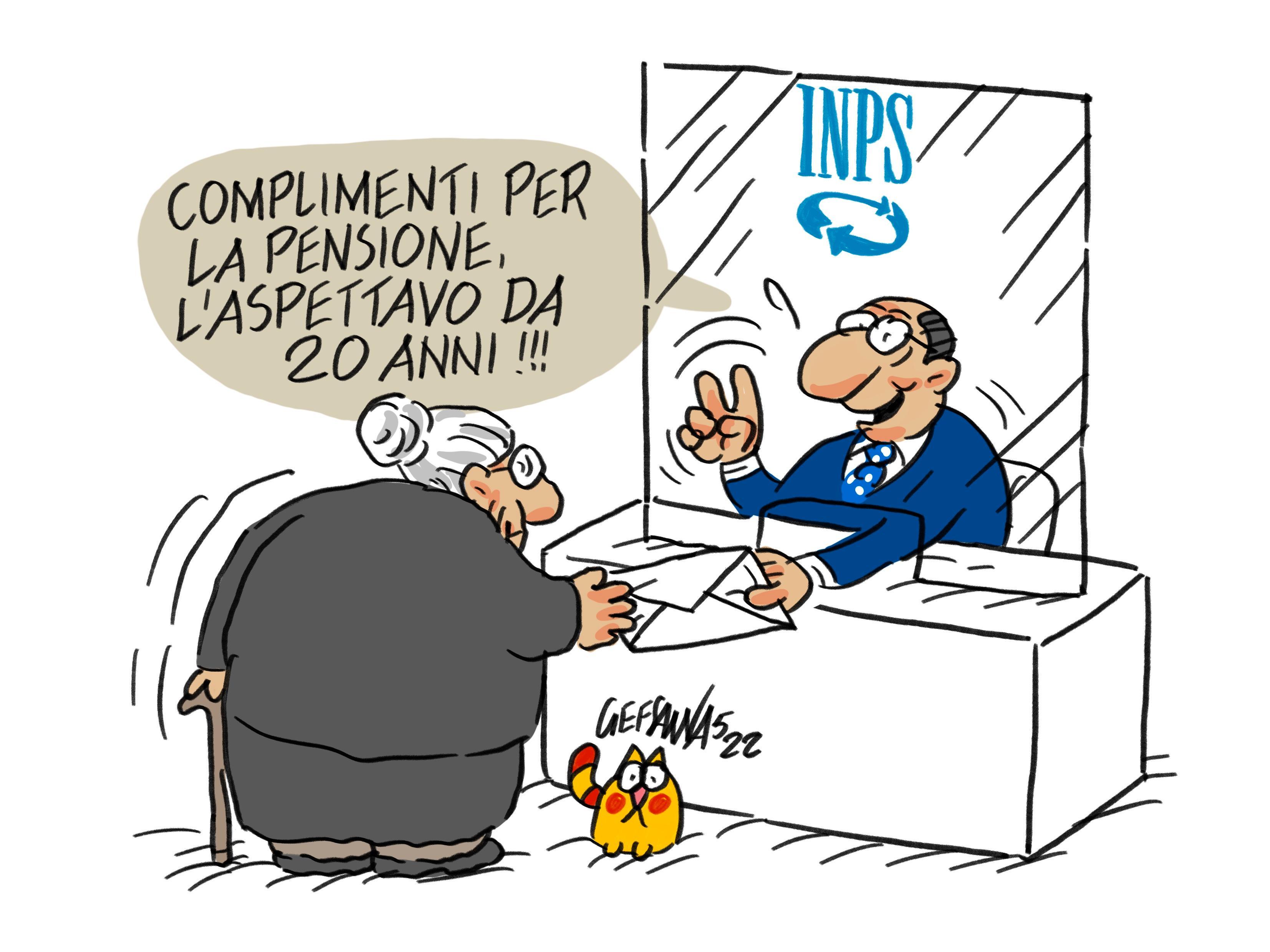 La vignetta di Gef: ha la pensione di invalidità da 21 anni ma a sua insaputa