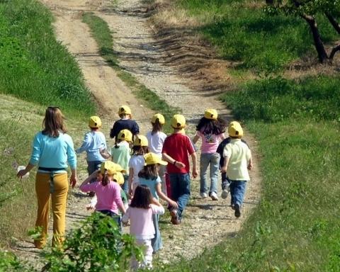 Dei bambini durante un’escursione ad un centro estivo