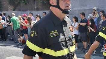 Guido Volpi durante la sfilata a Roma