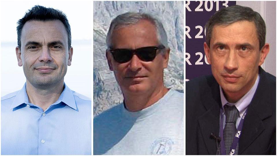 i candidati alla carica di rettore dell’Università di Pisa: Giuseppe Iannaccone, Michele Marroni e Riccardo Zucchi