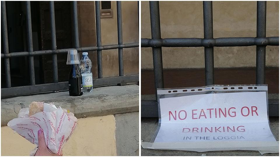 Firenze, l'Accademia delle belle arti contro i panini selvaggi: «I nostri muri non sono una mensa»