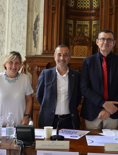 La rettrice Sabina Nuti della Scuola Superiore  Sant’Anna,  il rettore  dell’ateneo pisano Paolo Mancarella, e il direttore Luigi Ambrosio della Scuola Normale Superiore