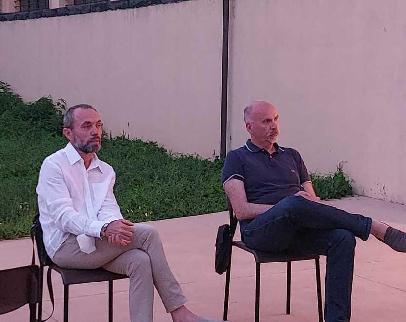 Puccinelli e Orsini durante l’assemblea alle Mantellate
