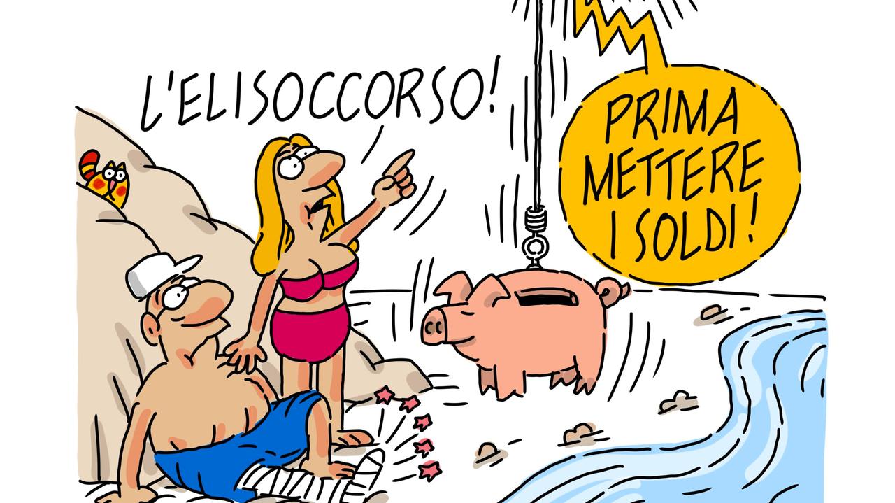 La vignetta di Gef: elisoccorso e polemiche, "Se hanno colpa i turisti lo paghino"