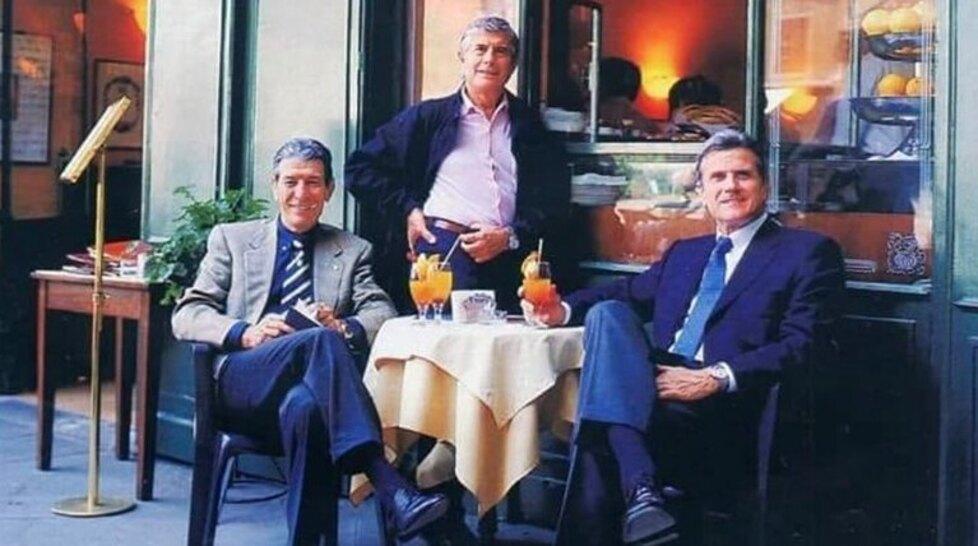 I tre assi bergamaschi anni Settanta: in piedi Agostini, a sinistra Gimondi a destra Facchetti