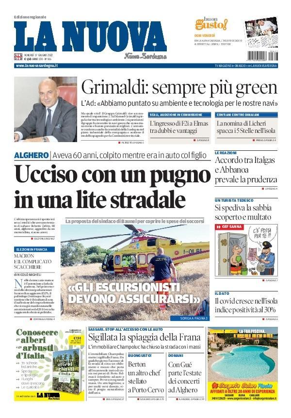 La Nuova Sardegna - Prima Pagina - 17 giugno 2022