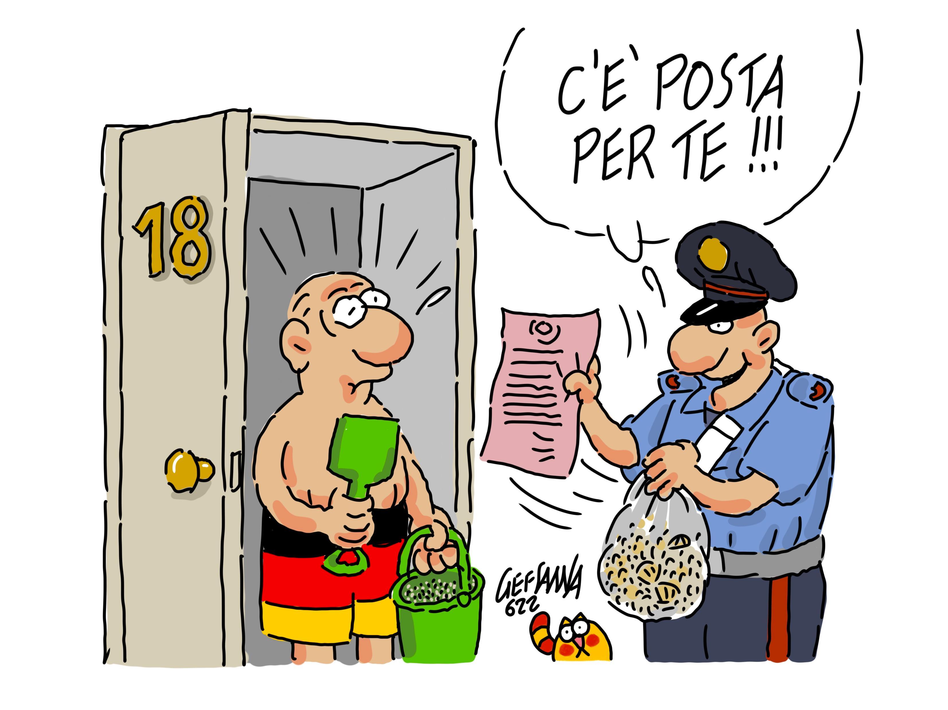 La vignetta di Gef: si spediva la sabbia gallurese in Germania, turista denunciato