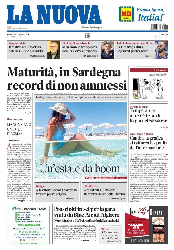 La Nuova Sardegna - Prima Pagina - 22 giugno 2022