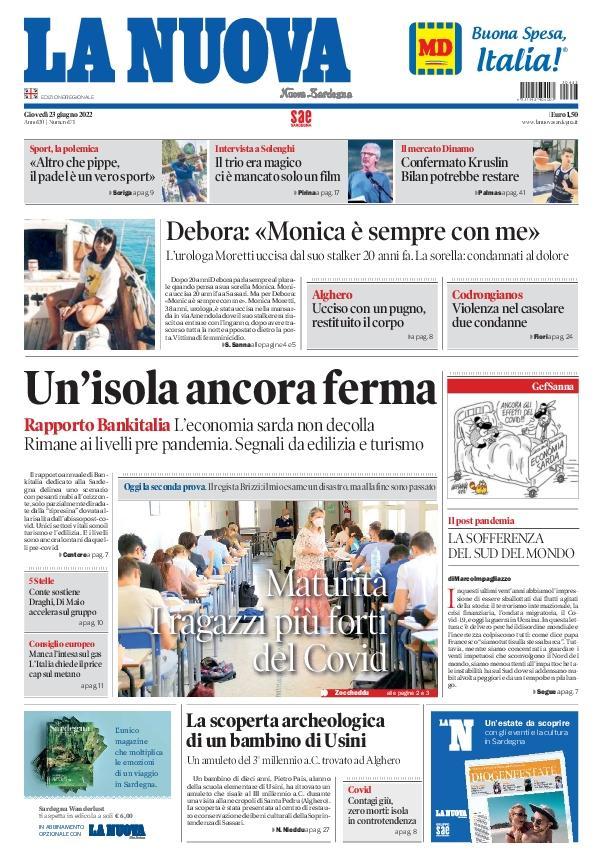 La Nuova Sardegna - Prima Pagina - 23 giugno 2022