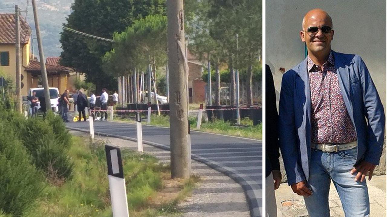 I soccorritori e la polizia in via di Chiazzano in attesa dell’arrivo del magistrato. A destra Lorenzo Masi