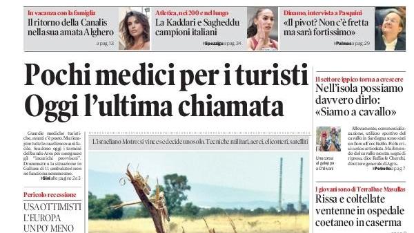 La Nuova Sardegna - Prima Pagina - 27 giugno 2022