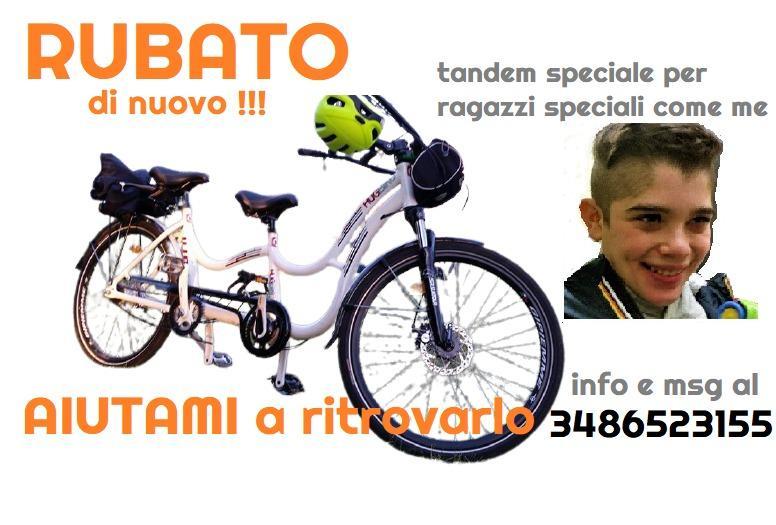 Prato, rubato di nuovo dopo quattro anni il tandem di un giovane autistico 