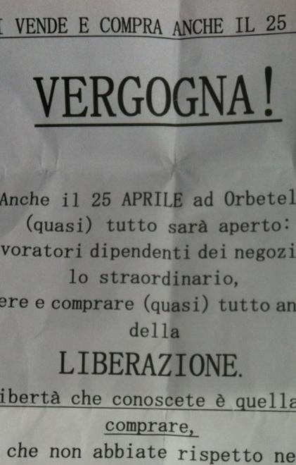 Negozi aperti il 25 aprile: volantini choc 