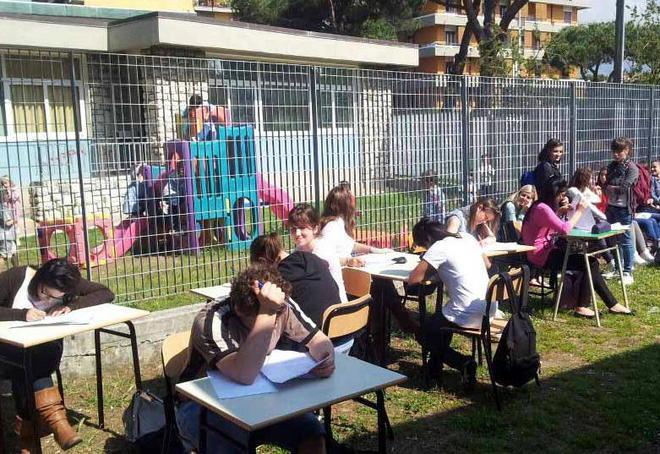 Terremoto, compito in classe all’aperto 