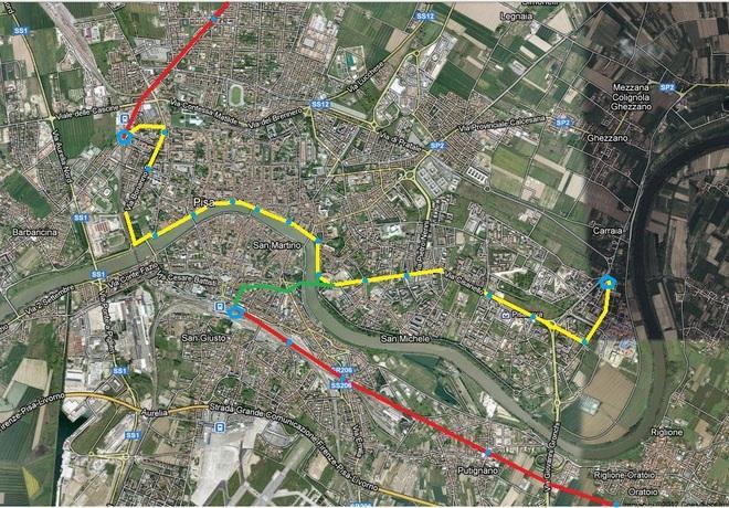 In metrò dalla stazione fino a Cisanello 
