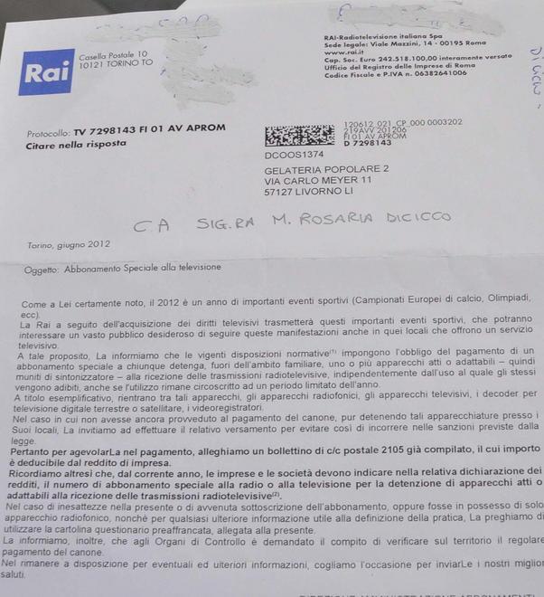 Lettera-trabocchetto della Rai 