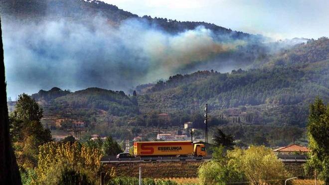Bosco in fiamme sul Montalbano